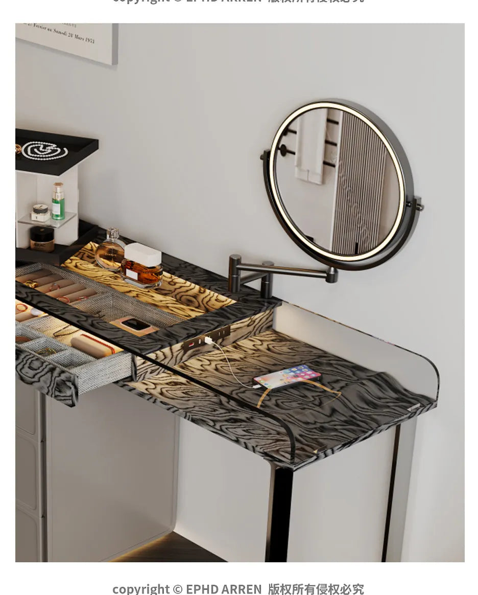 Nordic European Vanity Table Light Luxury Apartment Makeup Table Organizer Decorative Coiffeuse Storage Bedroom Furniture