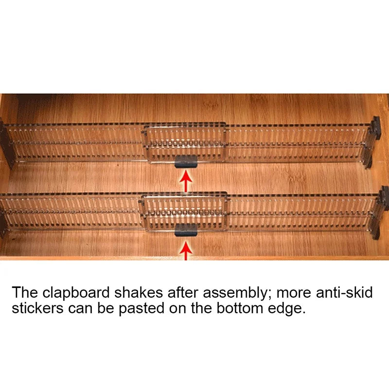 1pair/set Adjustable Clapboard Drawer Divider Partition DIY Durable Storage Organiser Wardrobe Closet Punch-free Separator