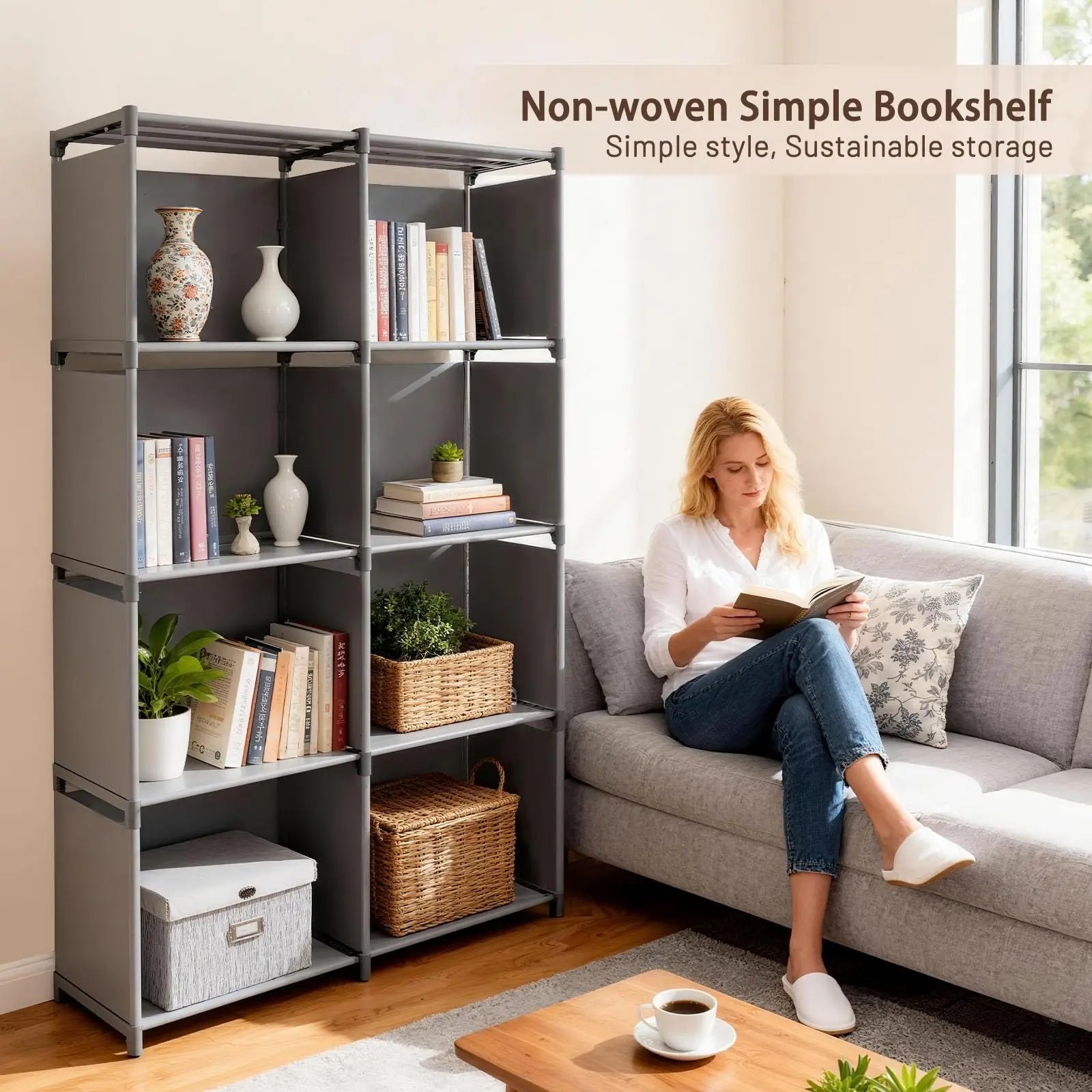 Book Shelf Storage Shelves Tool-Free Assembly Kids Bookshelf Bookcase Cube Storage Organizer for Kids Room Living Room Office