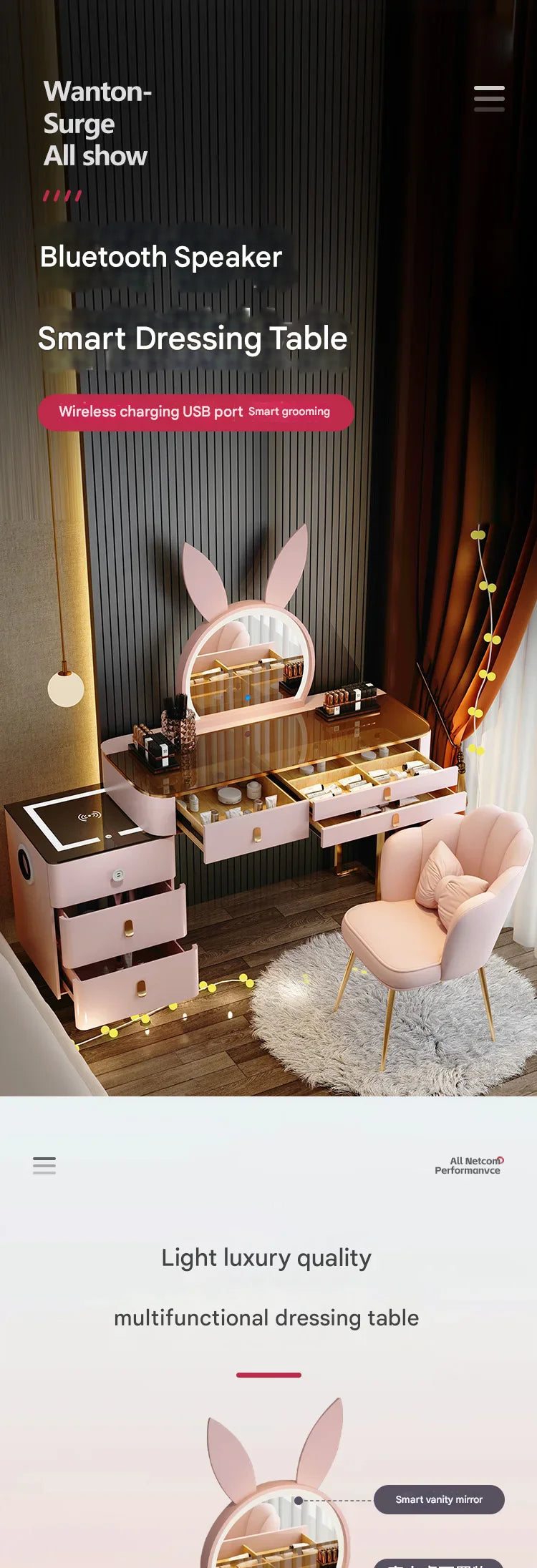 Corner Luxury Vanity Table European Organizer Cabinet Storage Bedroom Dressing Table Mirror Vestidores Lounge Suite Furniture