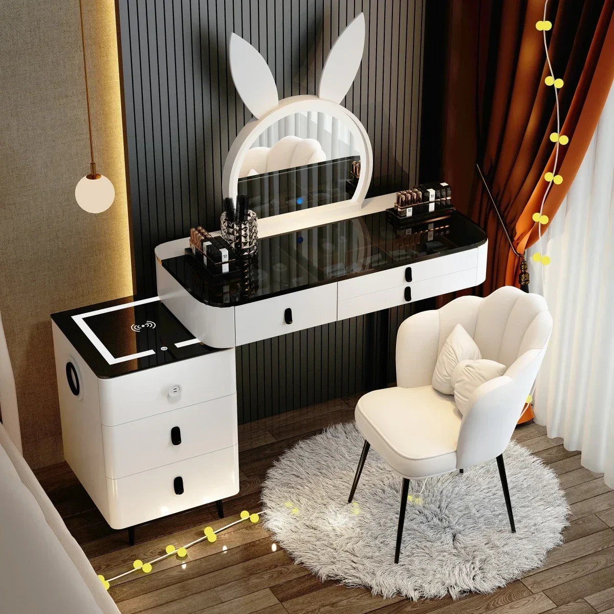 Corner Luxury Vanity Table European Organizer Cabinet Storage Bedroom Dressing Table Mirror Vestidores Lounge Suite Furniture