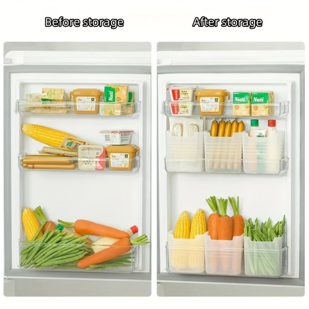 6Pcs Clear Refrigerator Storage Bins with Handles, Bpa-Free Food Organizer Boxes for Fridge & Kitchen Counter