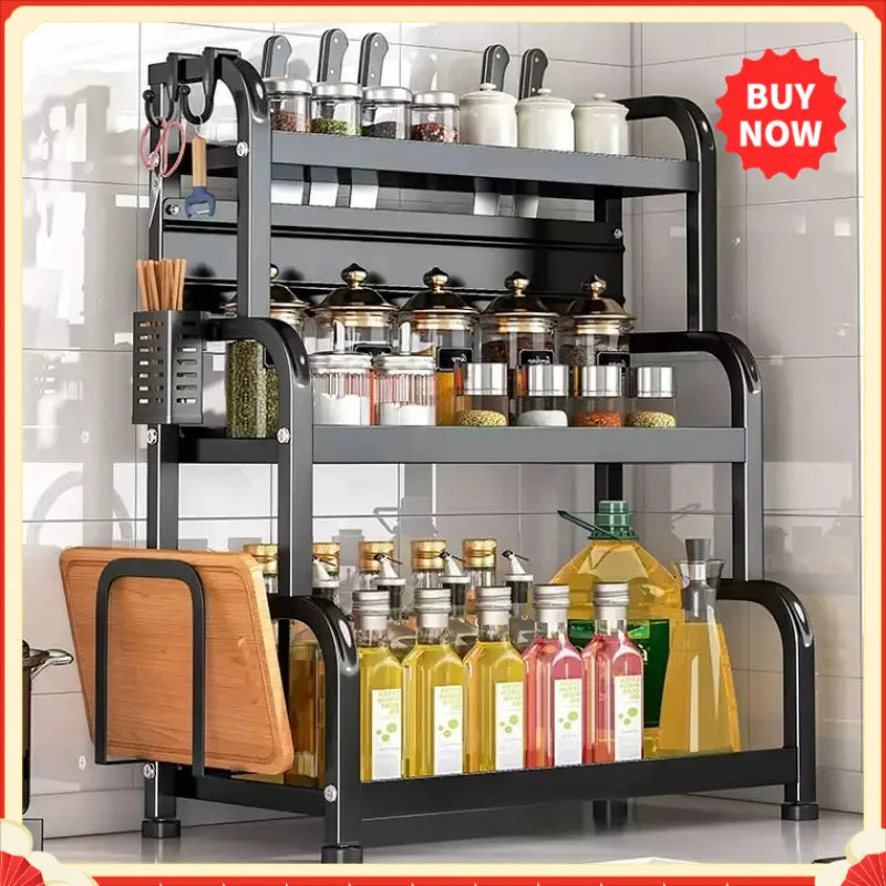 Modern Household Kitchen Spice Rack Countertop Storage Organizer Multifunctional Shelving Unit For Cooking Essentials