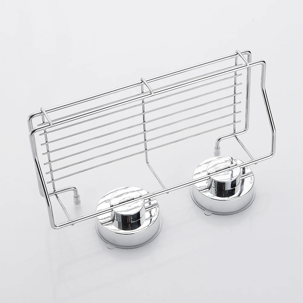 Shower Caddy Shelf Stainless Steel Suction Cup Shower Organizer Shelf No Drilling Heavy Duty Shower Caddy Rack for Bathroom