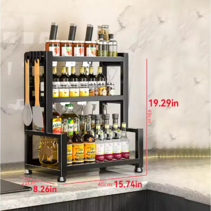 Modern Household Kitchen Spice Rack Countertop Storage Organizer Multifunctional Shelving Unit For Cooking Essentials