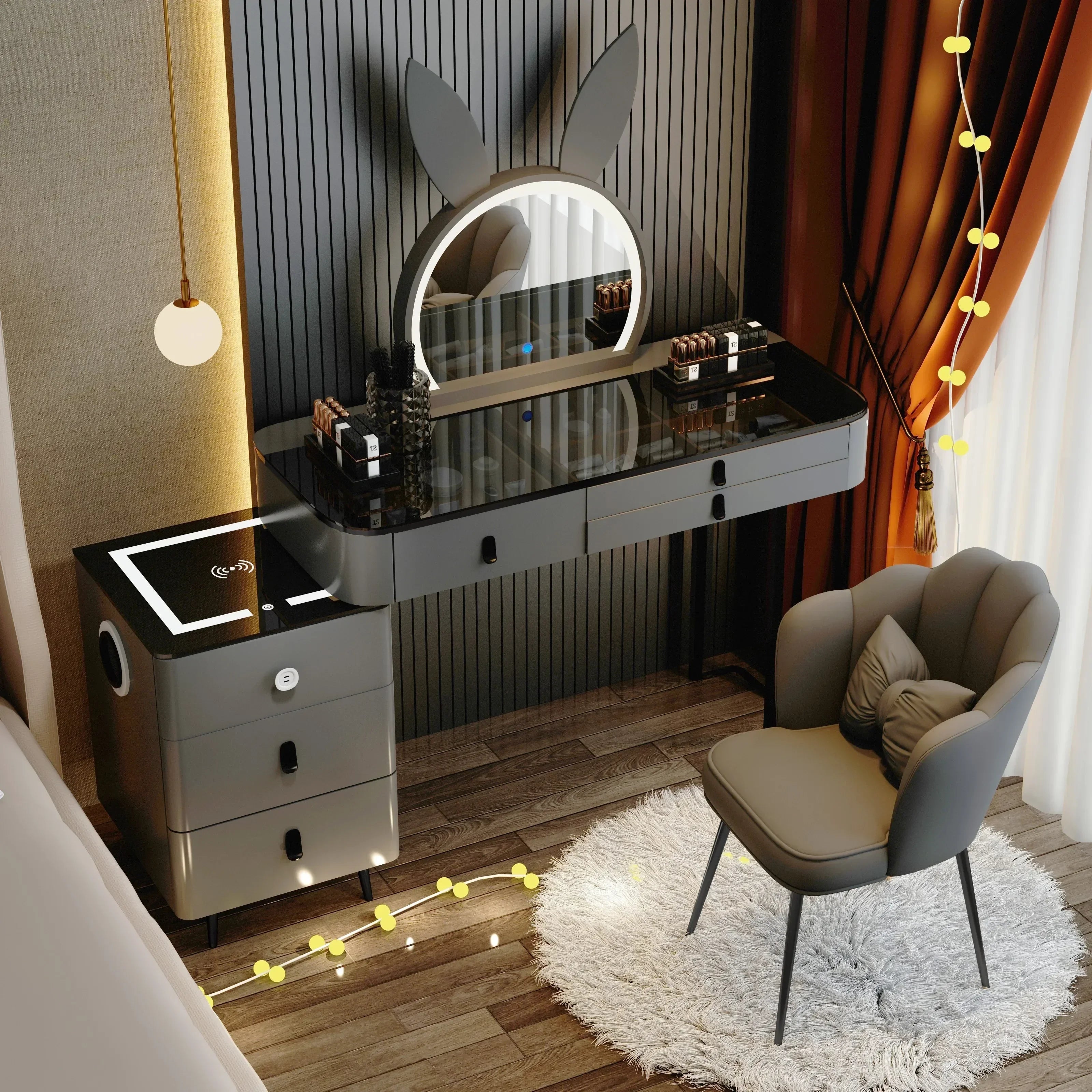 Corner Luxury Vanity Table European Organizer Cabinet Storage Bedroom Dressing Table Mirror Vestidores Lounge Suite Furniture