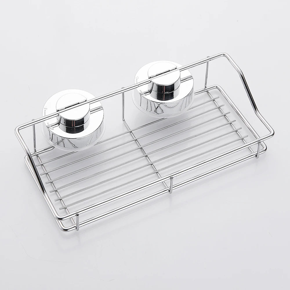 Shower Caddy Shelf Stainless Steel Suction Cup Shower Organizer Shelf No Drilling Heavy Duty Shower Caddy Rack for Bathroom