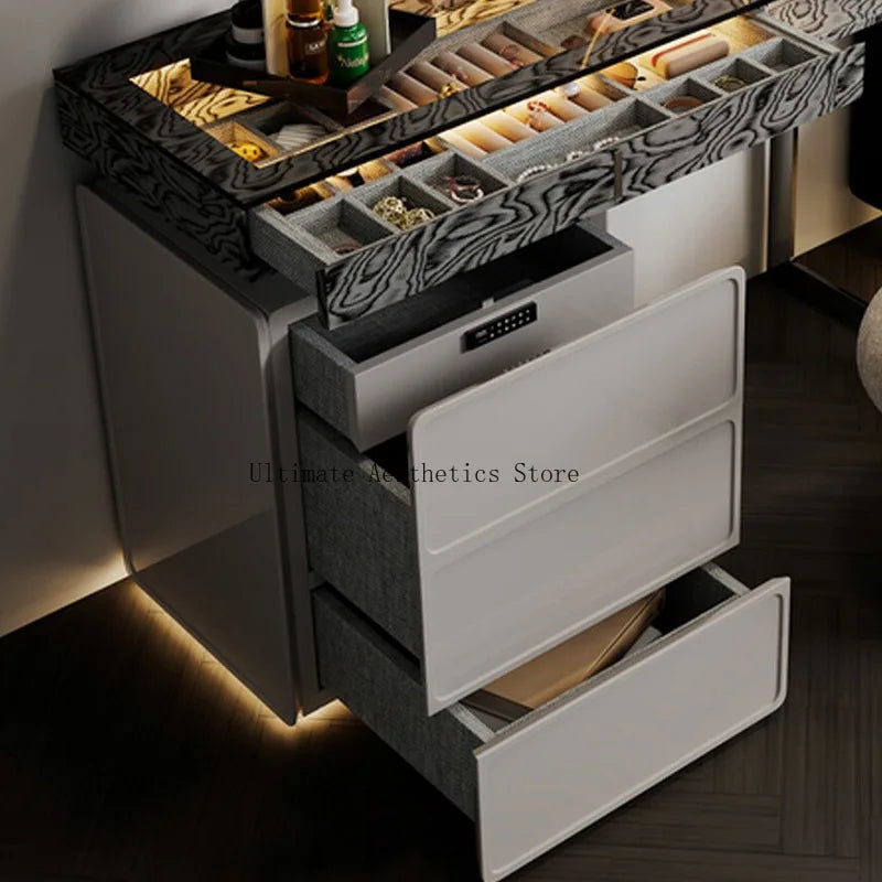 Nordic European Vanity Table Light Luxury Apartment Makeup Table Organizer Decorative Coiffeuse Storage Bedroom Furniture