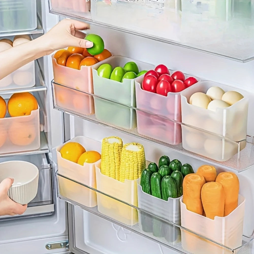 6Pcs Clear Refrigerator Storage Bins with Handles, Bpa-Free Food Organizer Boxes for Fridge & Kitchen Counter