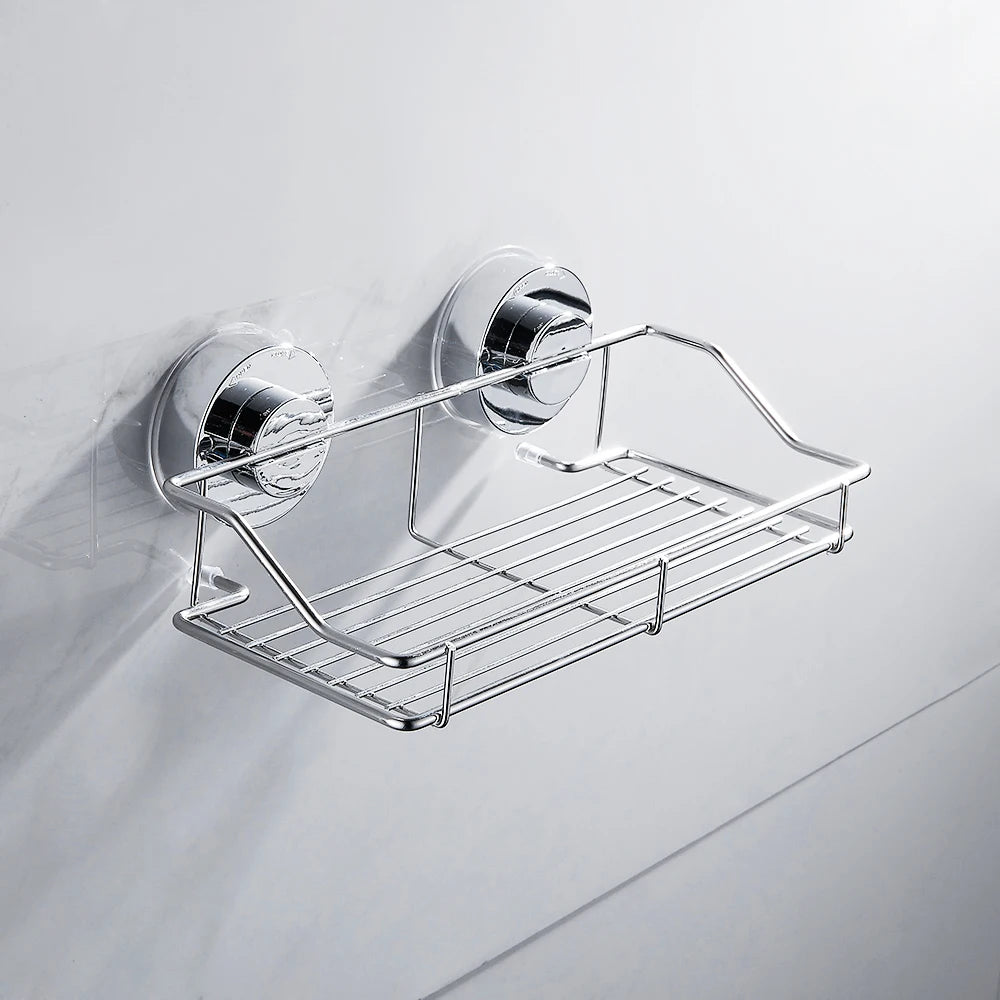 Shower Caddy Shelf Stainless Steel Suction Cup Shower Organizer Shelf No Drilling Heavy Duty Shower Caddy Rack for Bathroom