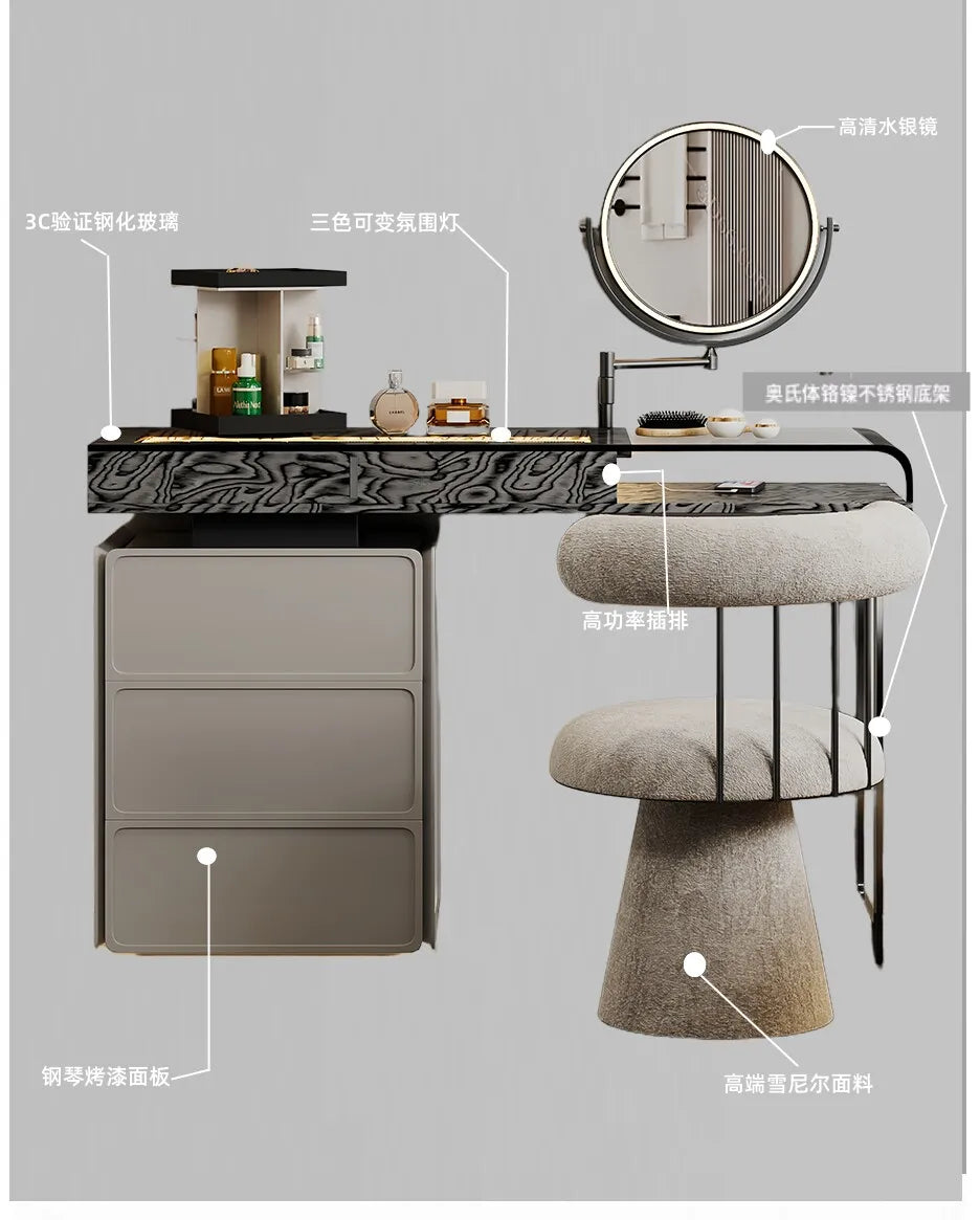 Nordic European Vanity Table Light Luxury Apartment Makeup Table Organizer Decorative Coiffeuse Storage Bedroom Furniture