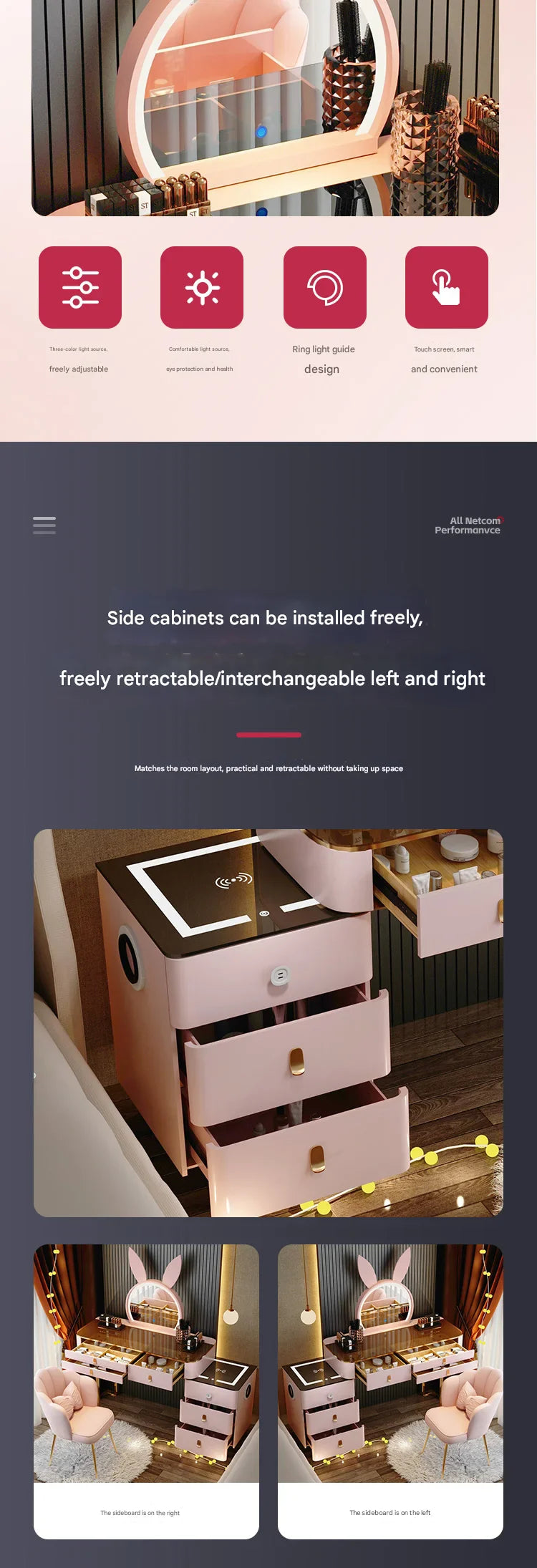 Corner Luxury Vanity Table European Organizer Cabinet Storage Bedroom Dressing Table Mirror Vestidores Lounge Suite Furniture