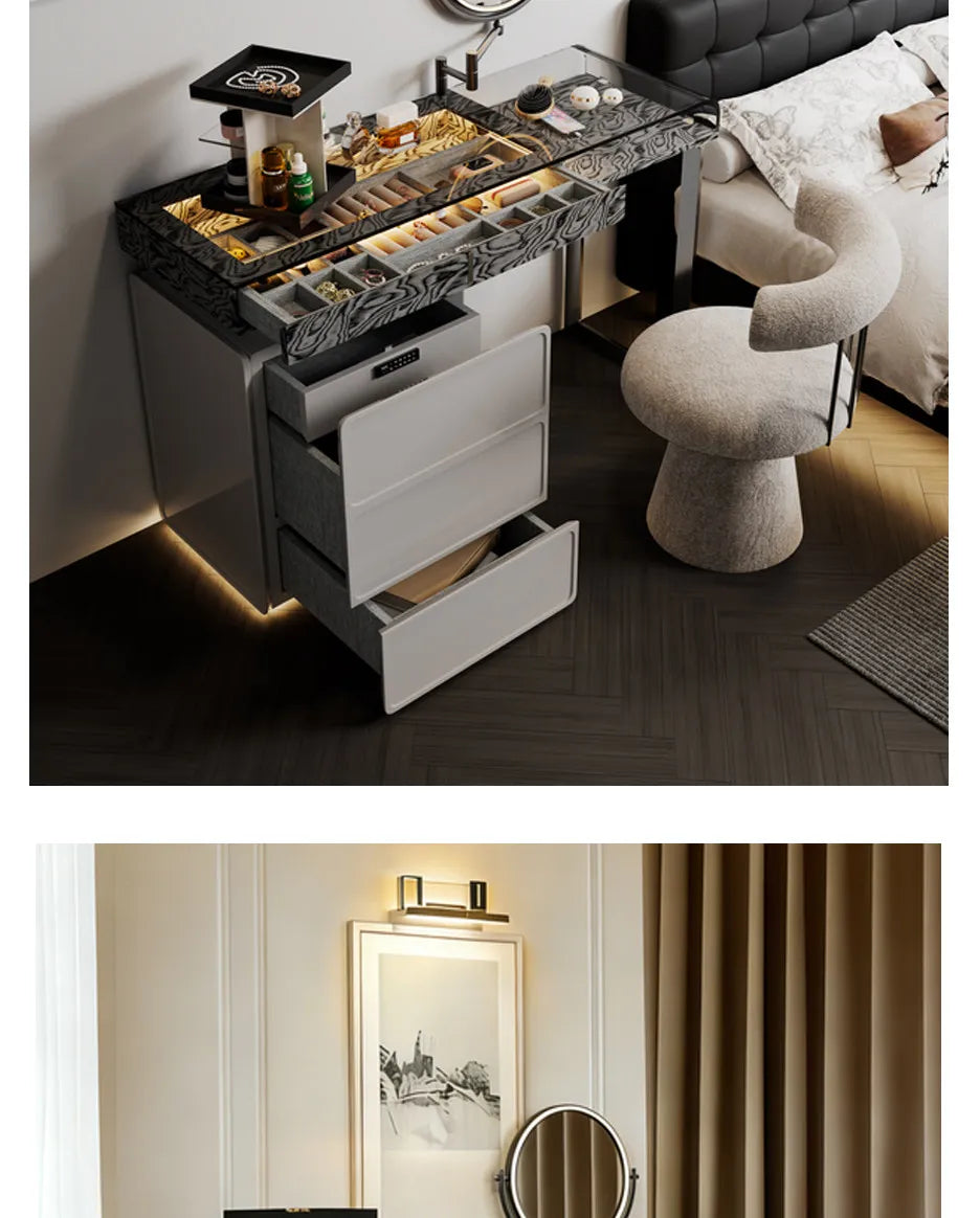 Nordic European Vanity Table Light Luxury Apartment Makeup Table Organizer Decorative Coiffeuse Storage Bedroom Furniture