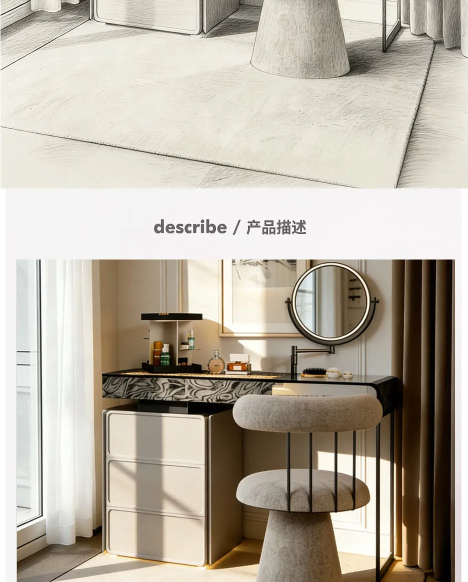 Nordic European Vanity Table Light Luxury Apartment Makeup Table Organizer Decorative Coiffeuse Storage Bedroom Furniture