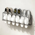 Over-The-Door Metal Shoe Rack - Sturdy Carbon Steel, Space-Saving Slipper Storage Box with Drainage, Easy to Install, Perfect for Bathroom and Home Storage, Space-Saving Shelf | Modern Shoe Rack | Sturdy Shoe Rack, Shoe Stora