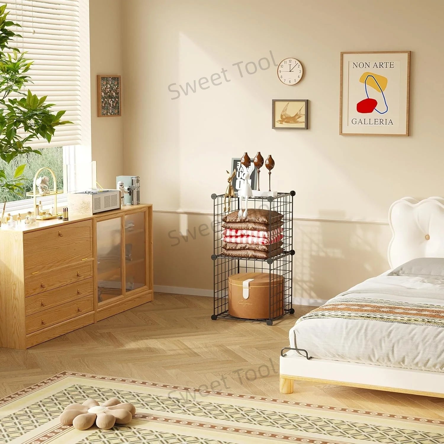 Wire Cube Storage 2-Cube Organizer Metal Grids Storage Bins Shelving Modular Bookshelf Shelf Closet Cabinet Ideal Bedroom Office