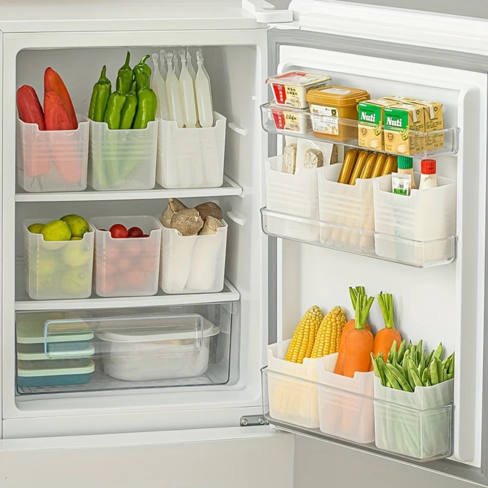 6Pcs Clear Refrigerator Storage Bins with Handles, Bpa-Free Food Organizer Boxes for Fridge & Kitchen Counter