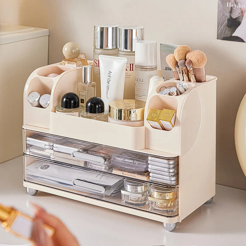 Vanity Cosmetic Organizer Large Capacity Desktop Makeup Storage Box Dustproof Drawers Multi-Functional Skincare Display Case