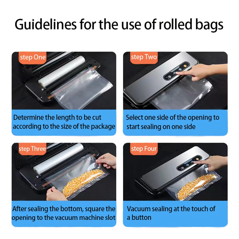 1 Rolls Vacuum Bags For Food, 500cm Per Roll,Reusable, BPA-free,Food Vacuum Sealer Bags For Vac Storage Meal Prep Sous Vide