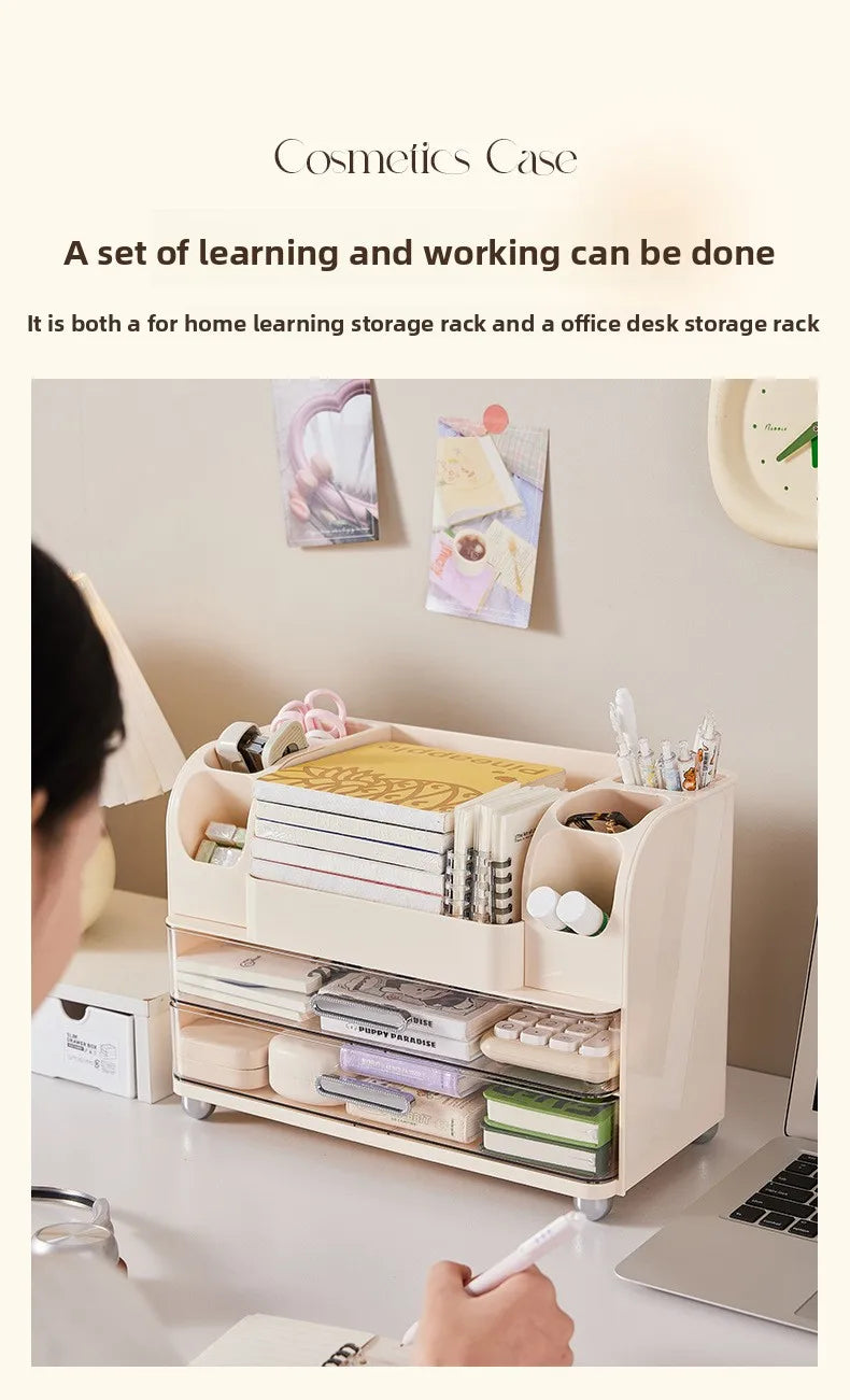 Vanity Cosmetic Organizer Large Capacity Desktop Makeup Storage Box Dustproof Drawers Multi-Functional Skincare Display Case