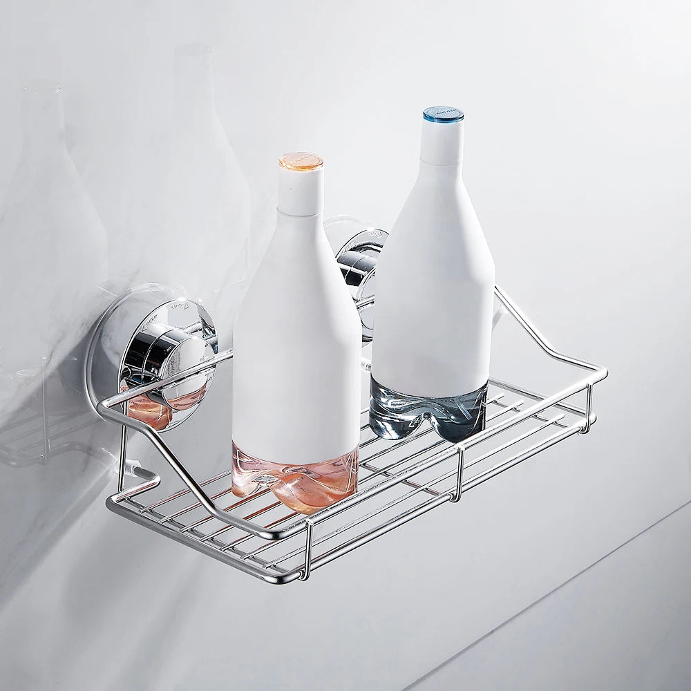 Shower Caddy Shelf Stainless Steel Suction Cup Shower Organizer Shelf No Drilling Heavy Duty Shower Caddy Rack for Bathroom