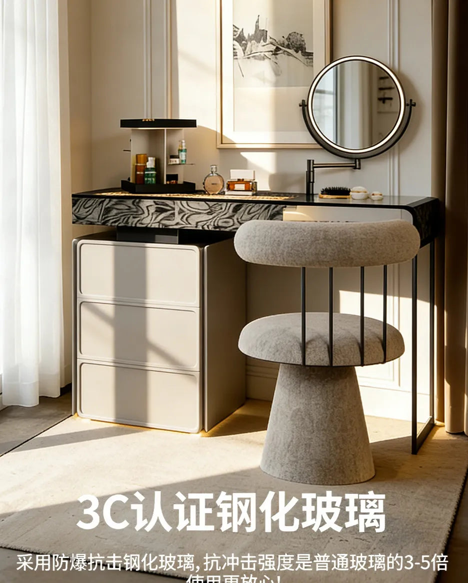 Nordic European Vanity Table Light Luxury Apartment Makeup Table Organizer Decorative Coiffeuse Storage Bedroom Furniture
