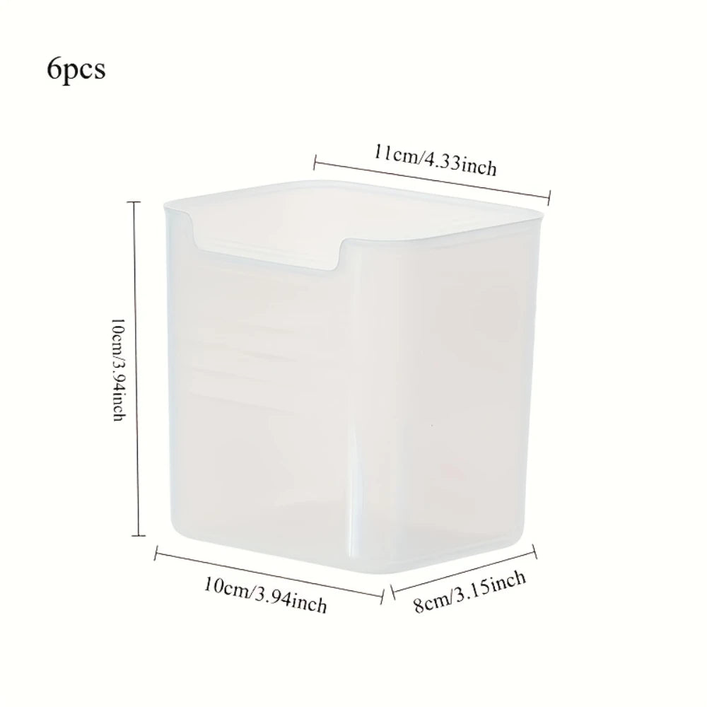 6Pcs Clear Refrigerator Storage Bins with Handles, Bpa-Free Food Organizer Boxes for Fridge & Kitchen Counter