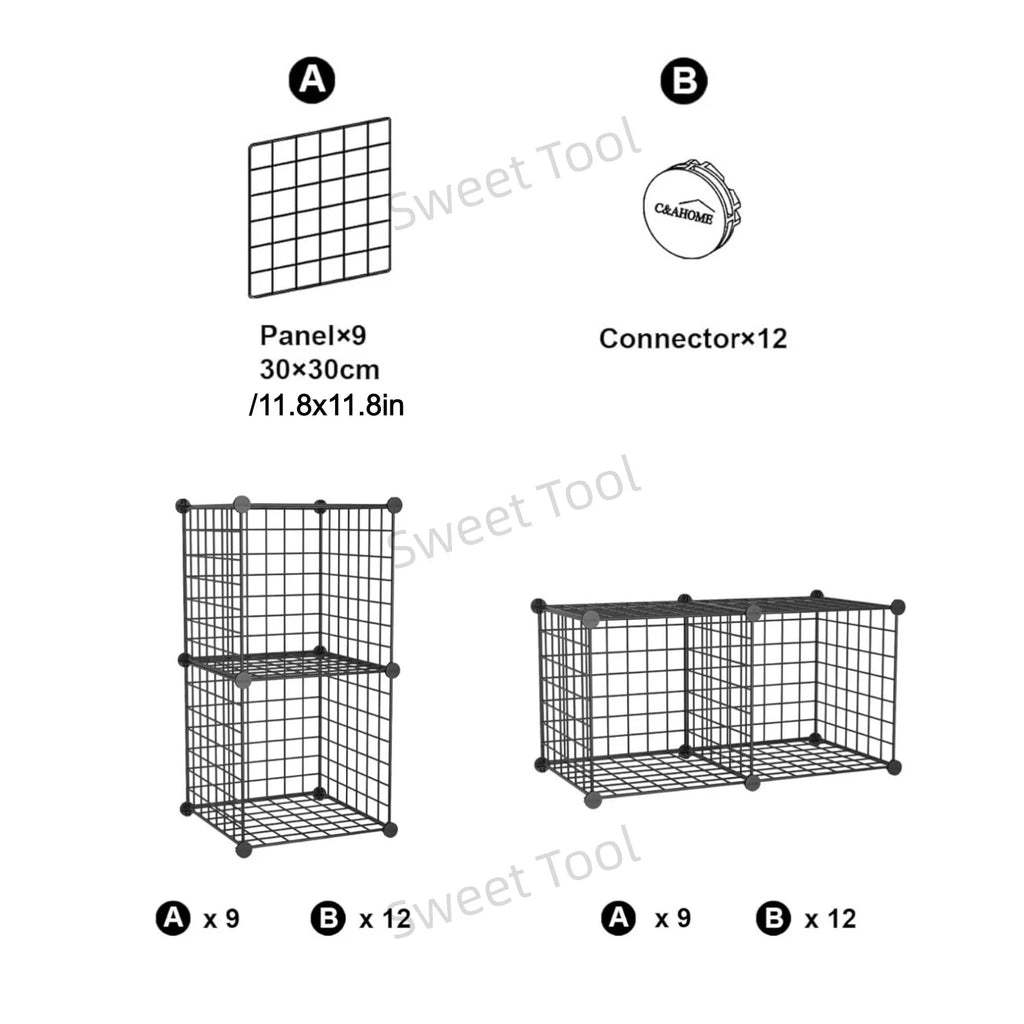 Wire Cube Storage 2-Cube Organizer Metal Grids Storage Bins Shelving Modular Bookshelf Shelf Closet Cabinet Ideal Bedroom Office