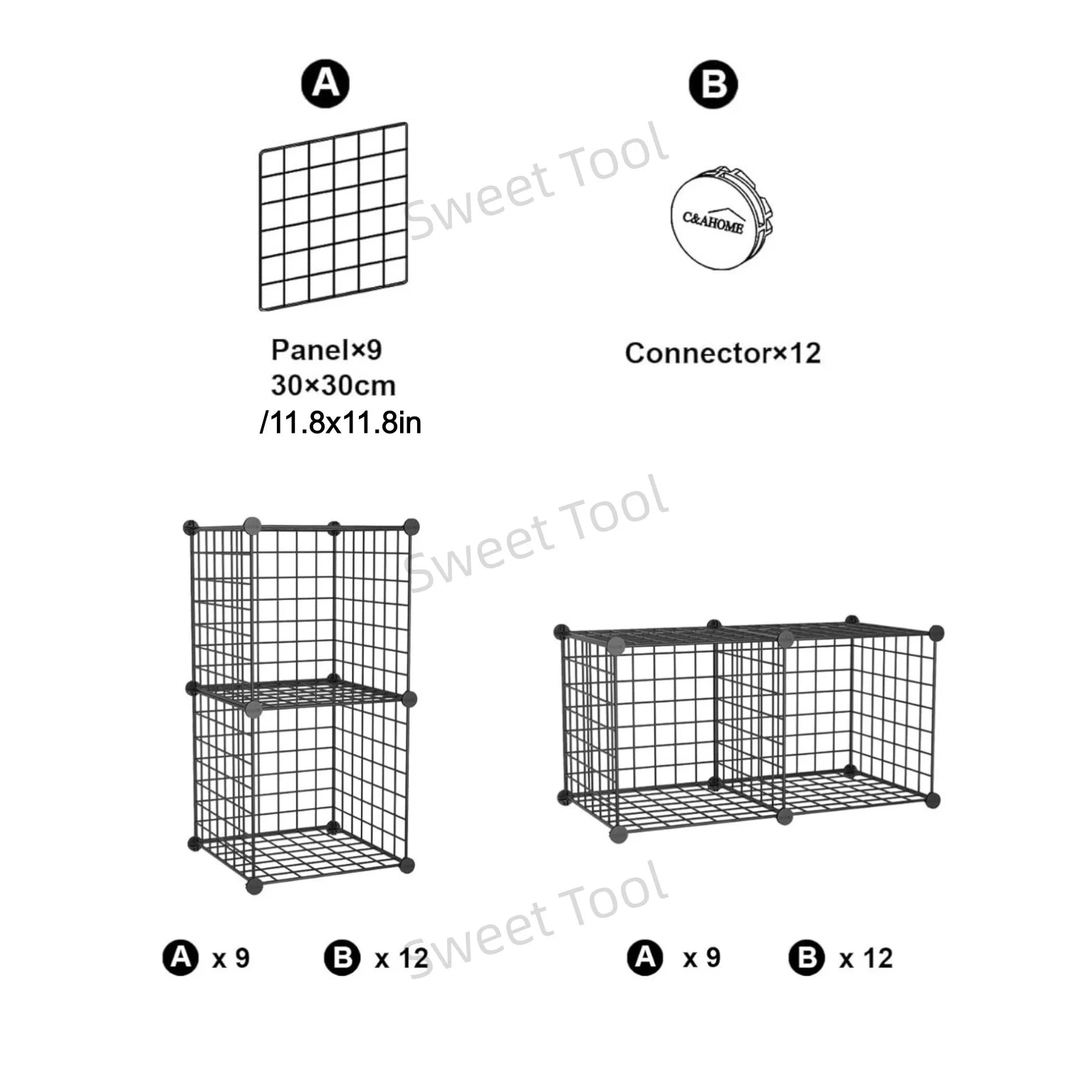 Wire Cube Storage 2-Cube Organizer Metal Grids Storage Bins Shelving Modular Bookshelf Shelf Closet Cabinet Ideal Bedroom Office