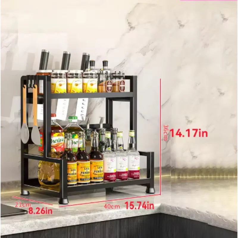 Modern Household Kitchen Spice Rack Countertop Storage Organizer Multifunctional Shelving Unit For Cooking Essentials