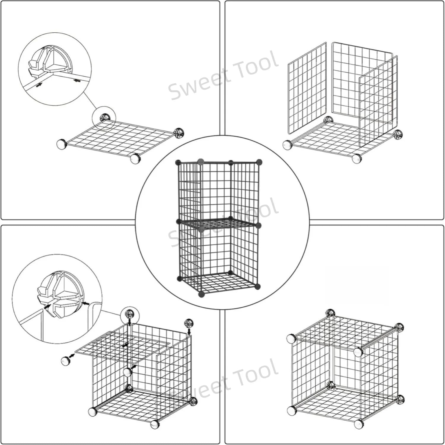 Wire Cube Storage 2-Cube Organizer Metal Grids Storage Bins Shelving Modular Bookshelf Shelf Closet Cabinet Ideal Bedroom Office
