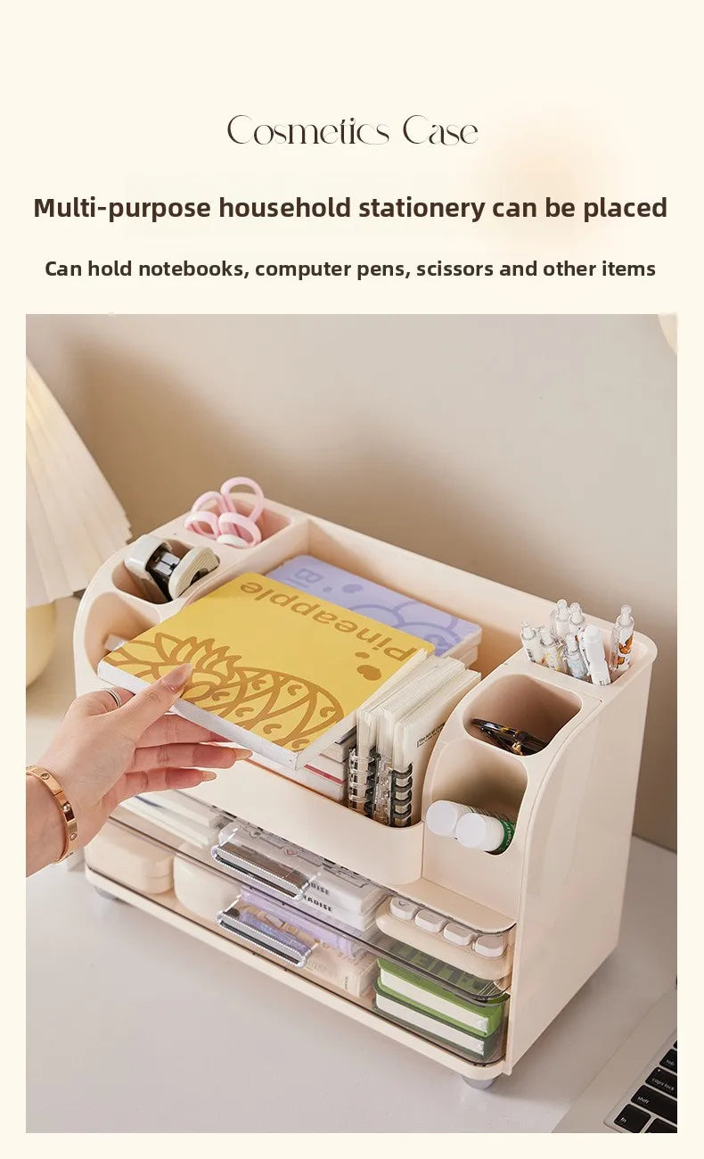 Vanity Cosmetic Organizer Large Capacity Desktop Makeup Storage Box Dustproof Drawers Multi-Functional Skincare Display Case
