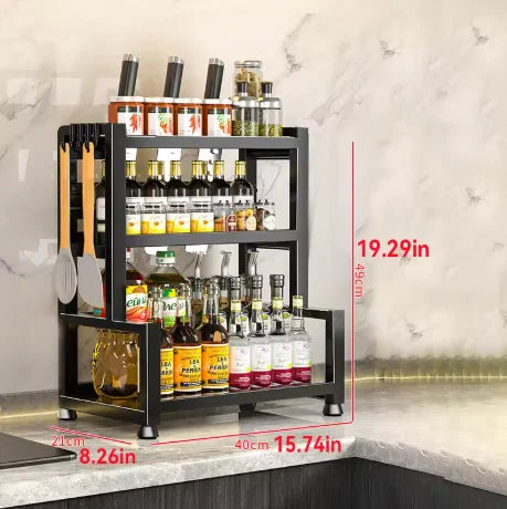 Modern Household Kitchen Spice Rack Countertop Storage Organizer Multifunctional Shelving Unit For Cooking Essentials