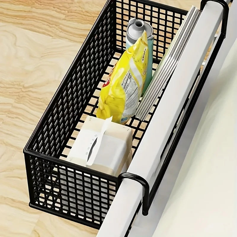 1 piece of iron bedside storage basket, hanging storage basket behind the dormitory door, space-saving under-bed frame