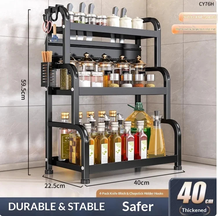 Modern Household Kitchen Spice Rack Countertop Storage Organizer Multifunctional Shelving Unit For Cooking Essentials