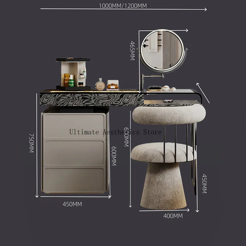 Nordic European Vanity Table Light Luxury Apartment Makeup Table Organizer Decorative Coiffeuse Storage Bedroom Furniture