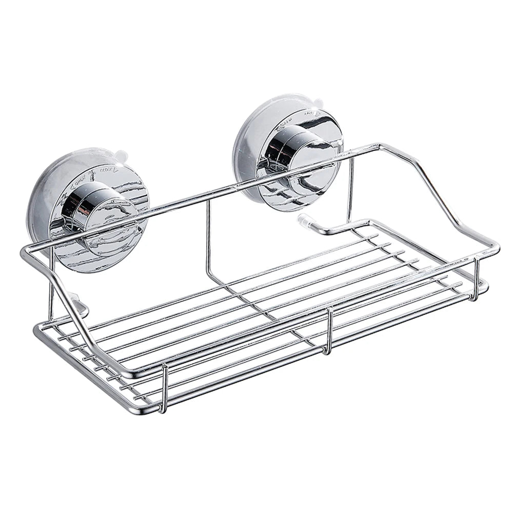 Shower Caddy Shelf Stainless Steel Suction Cup Shower Organizer Shelf No Drilling Heavy Duty Shower Caddy Rack for Bathroom
