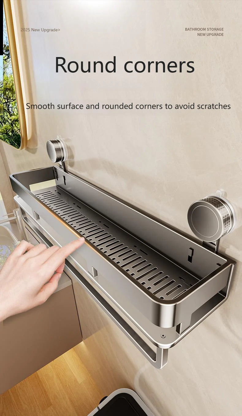 Suction Cup Bathroom Shelf,Wall Mounted Shower Organizer for Toiletries,Hanging Rack for Washbasin and Shower Storage