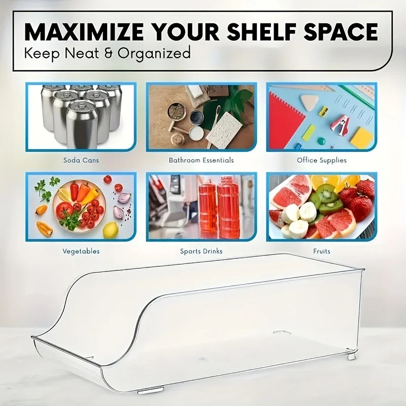 Household Refrigerator Storage Box, Kitchen Refrigerator Large Capacity Stacked Storage Rack, Organizing Water, Snacks, and Cans