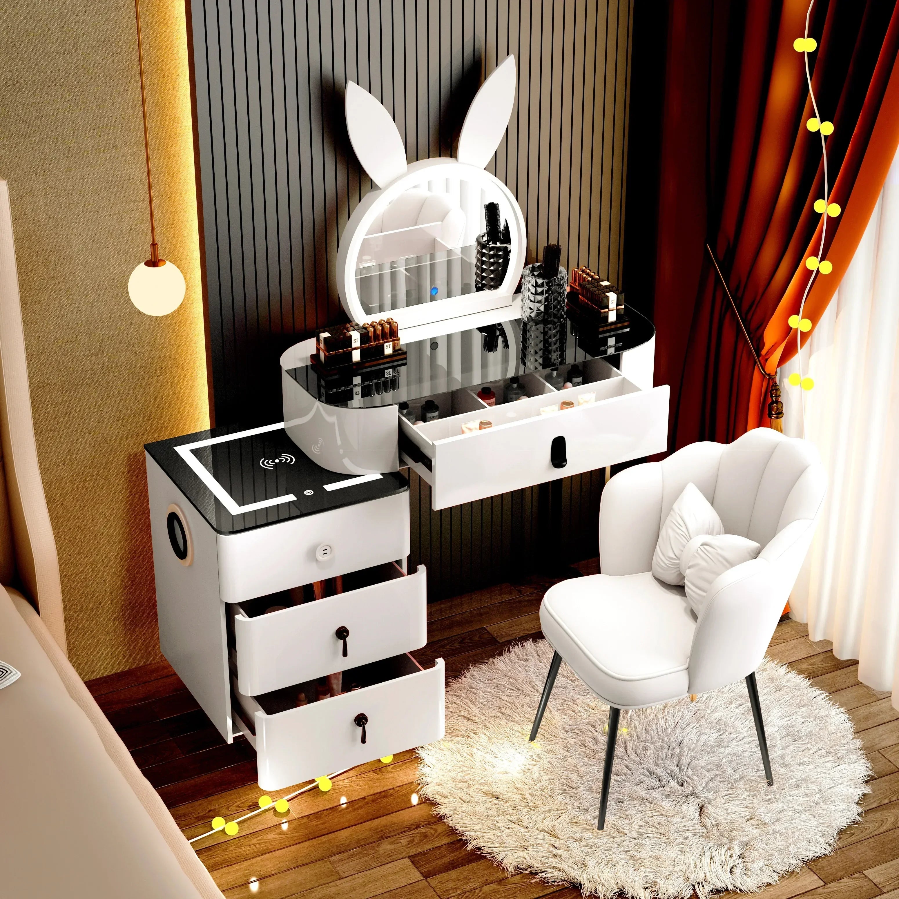 Corner Luxury Vanity Table European Organizer Cabinet Storage Bedroom Dressing Table Mirror Vestidores Lounge Suite Furniture
