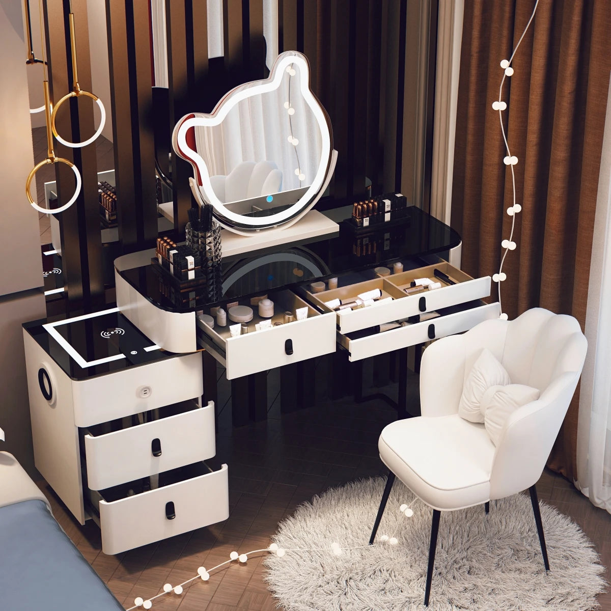 Corner Luxury Vanity Table European Organizer Cabinet Storage Bedroom Dressing Table Mirror Vestidores Lounge Suite Furniture
