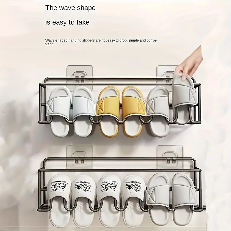 Over-The-Door Metal Shoe Rack - Sturdy Carbon Steel, Space-Saving Slipper Storage Box with Drainage, Easy to Install, Perfect for Bathroom and Home Storage, Space-Saving Shelf | Modern Shoe Rack | Sturdy Shoe Rack, Shoe Stora