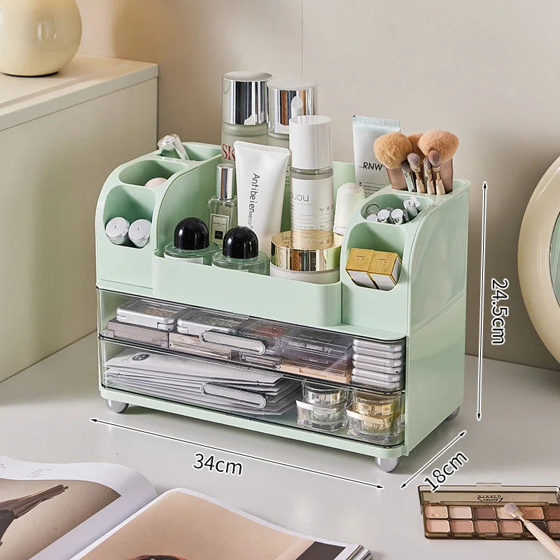 Vanity Cosmetic Organizer Large Capacity Desktop Makeup Storage Box Dustproof Drawers Multi-Functional Skincare Display Case