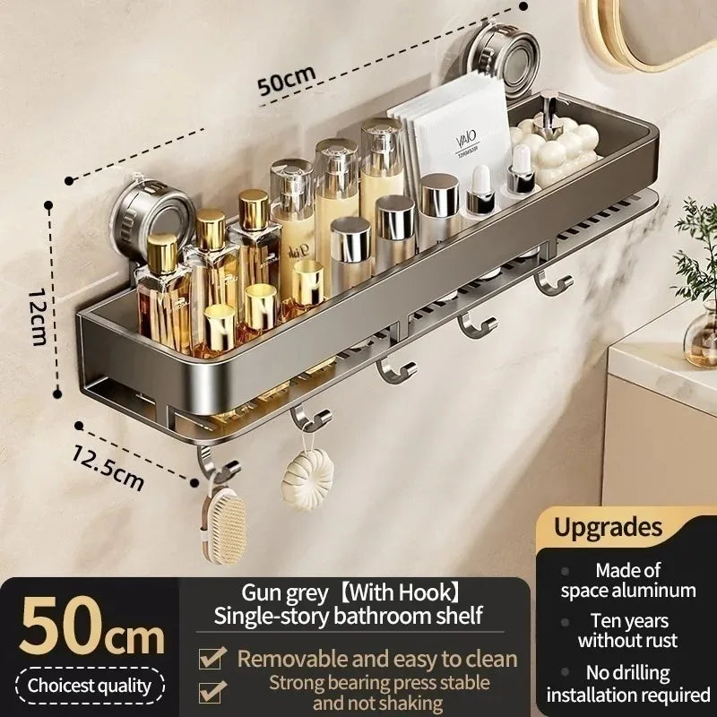 Suction Cup Bathroom Shelf,Wall Mounted Shower Organizer for Toiletries,Hanging Rack for Washbasin and Shower Storage