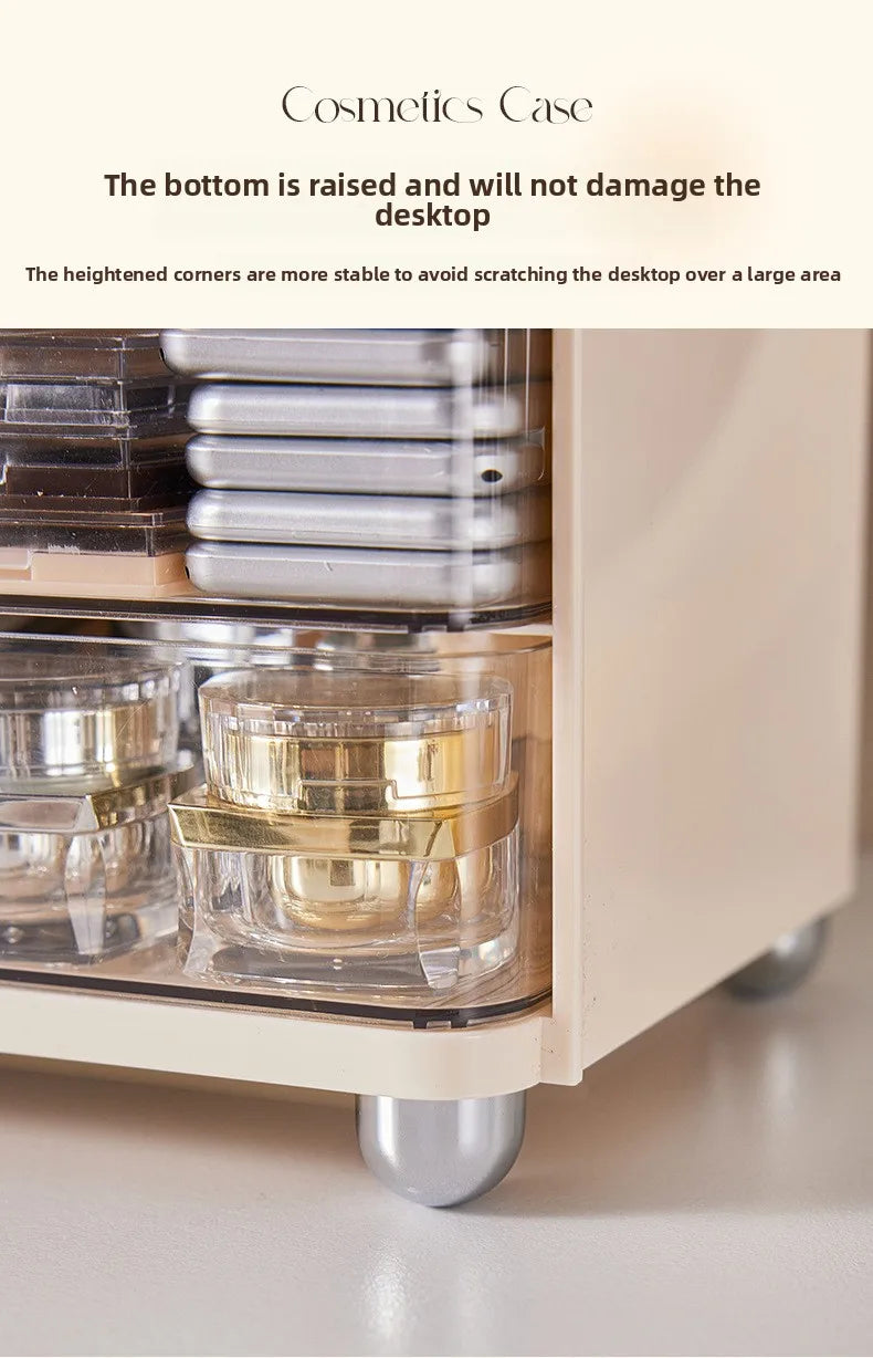 Vanity Cosmetic Organizer Large Capacity Desktop Makeup Storage Box Dustproof Drawers Multi-Functional Skincare Display Case