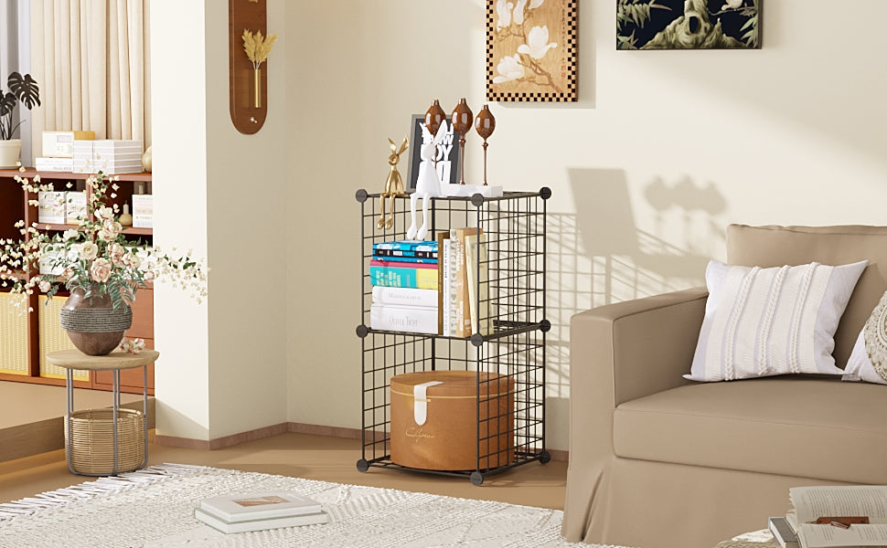 Wire Cube Storage 2-Cube Organizer Metal Grids Storage Bins Shelving Modular Bookshelf Shelf Closet Cabinet Ideal Bedroom Office